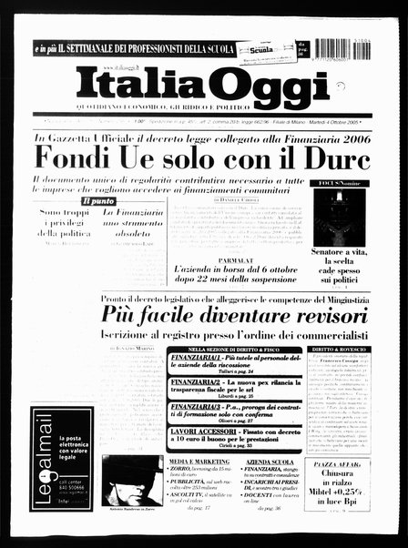 Italia oggi : quotidiano di economia finanza e politica